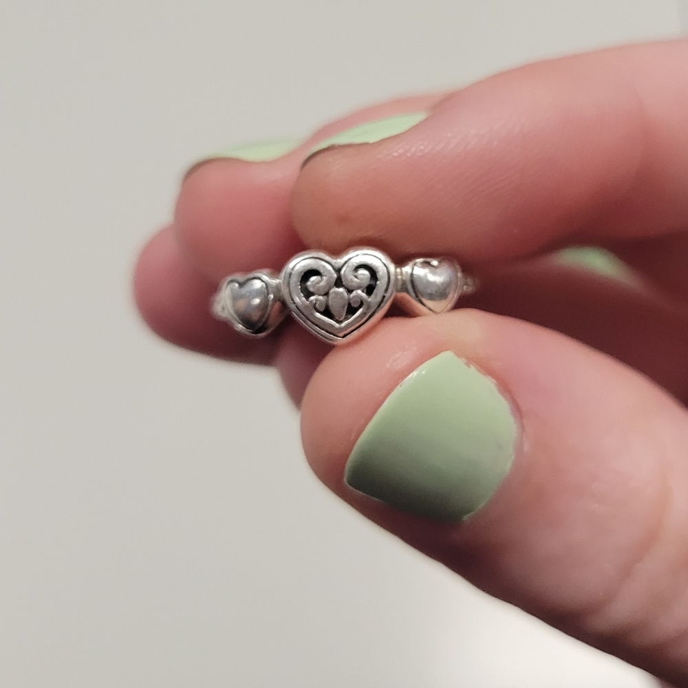 925 STERLING SILVER Etched heart ring